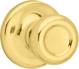 Kwikset Mobile Home Interior Passage Door Knob, Handle For Closet and Hallway Doors, NonLocking Doorknob in Polished Brass