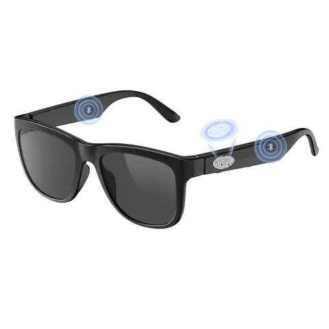 Wearable Smart Wireless Glasses - Minimalist Unisex Athletic Sunglasses with Bluetooth Speaker, UV Protection, Voice Control, Track/Pause 1 Tap, 8 Hours Use/200h Standby Battery, Music Playback, Hands Free Calls, Durable Outdoor Wear (Grey Lens)