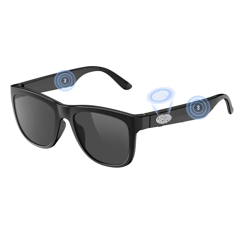 Wearable Smart Wireless Glasses - Minimalist Unisex Athletic Sunglasses with Bluetooth Speaker, UV Protection, Voice Control, Track/Pause 1 Tap, 8 Hours Use/200h Standby Battery, Music Playback, Hands Free Calls, Durable Outdoor Wear (Grey Lens)