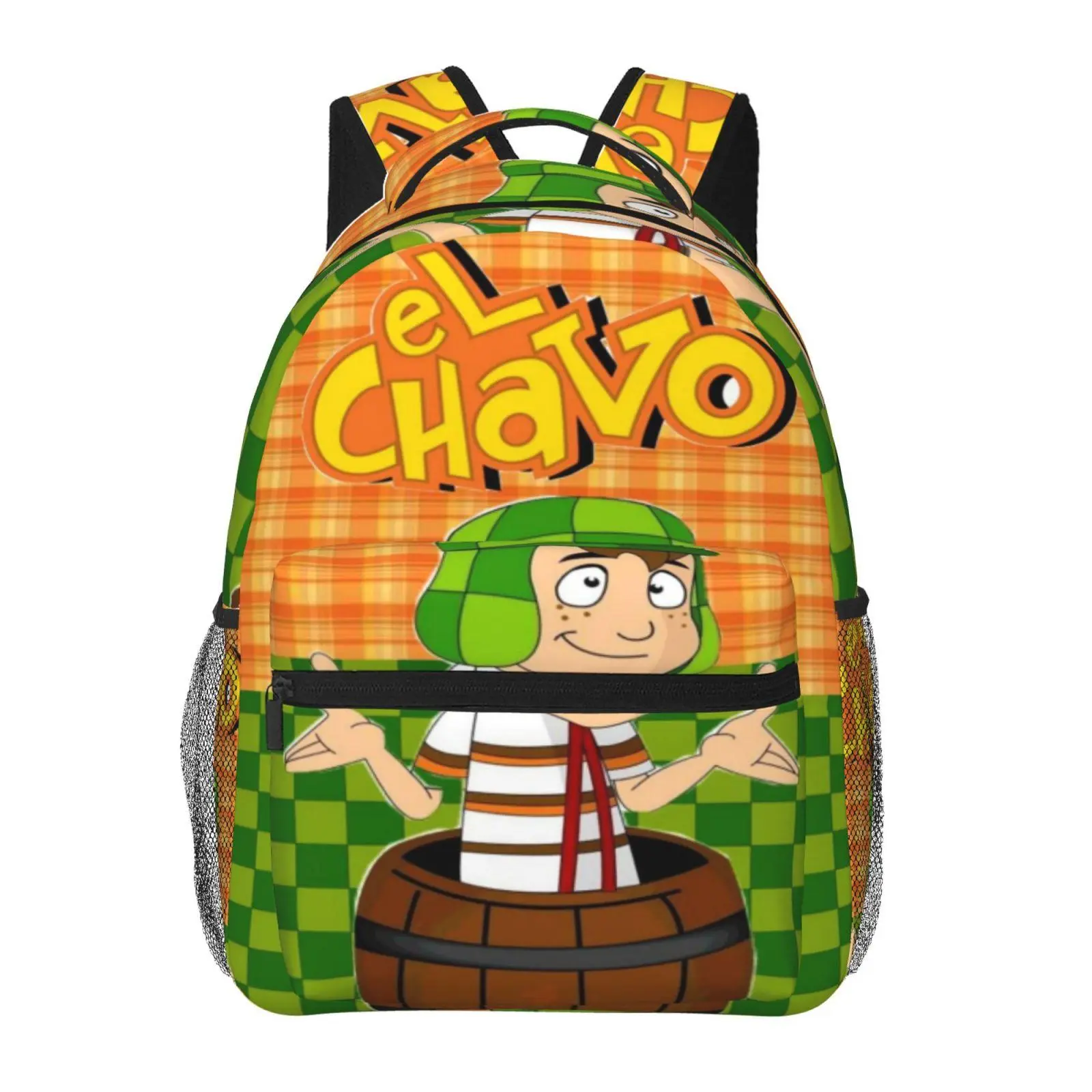 Cute kids’ El Chavo backpacks for school, large capacity, all-over print, El Chavo laptop daypack for daily campus use, durable lightweight El Chavo school bag for teens and students