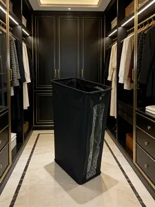 Mobile Rolling Laundry Basket, Large Capacity Fabric Dirty Clothes Bin with Visible Window Side Pocket, Home Washing Storage Basket