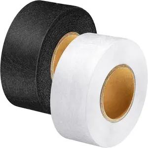 Outus Iron on Hem Tape Fabric Fusing Hemming Tape for Pants Each 27 Yards, 2 Pack(1 Inch,Black, White)