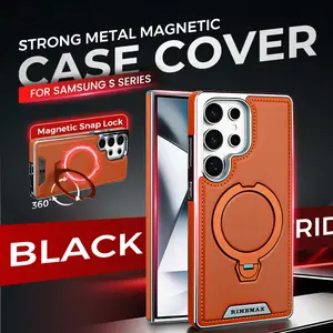 Leather-backed Magnetic Folding Stand Case for Samsung S Series