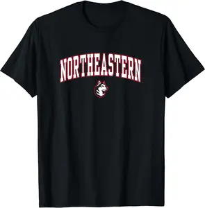 Northeastern Huskies Arch Over Officially Licensed T-Shirt, Unisex Shirt, Cotton, Crewneck, Size S-3XL