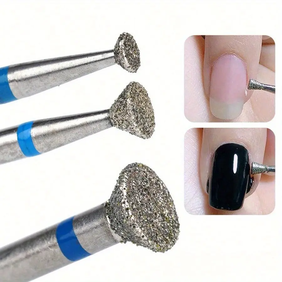 3PC Professional Diamond Nail Drill Bits Set With 3 Pieces For Nail Polishing And Gel Removal Nail Care Manicure Cutics Cuticle Bit For Nail Drill Cuticle Tools