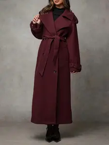 New Women's Clothing, Hot-selling Double-breasted Lace-up Woolen Coat And Trench Coat For Autumn And Winter 2024, Warm And Suitable For Commuting