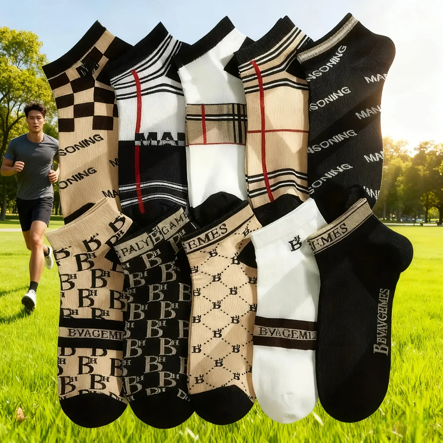 10 Pairs Unisex Crew Socks, Mixed Plaid & Solid Colors, Soft French Terry Knit, Breathable for Daily Comfort, 10 Pairs Mixed