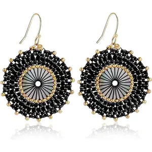 Colorful Bead Earrings For Women Summer Beach Handmade Bead Earrings Bohemia Hoop Dangle Earring For women