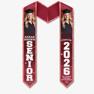 Custom Photo Graduation Stole - EastJia Made in USA, Personalized Graduation Sash, Premium Soft Polyester, Machine Washable, Reusable, All Seasons Stylish Commemorative Party Accessory, Sentimental Gift for Graduates