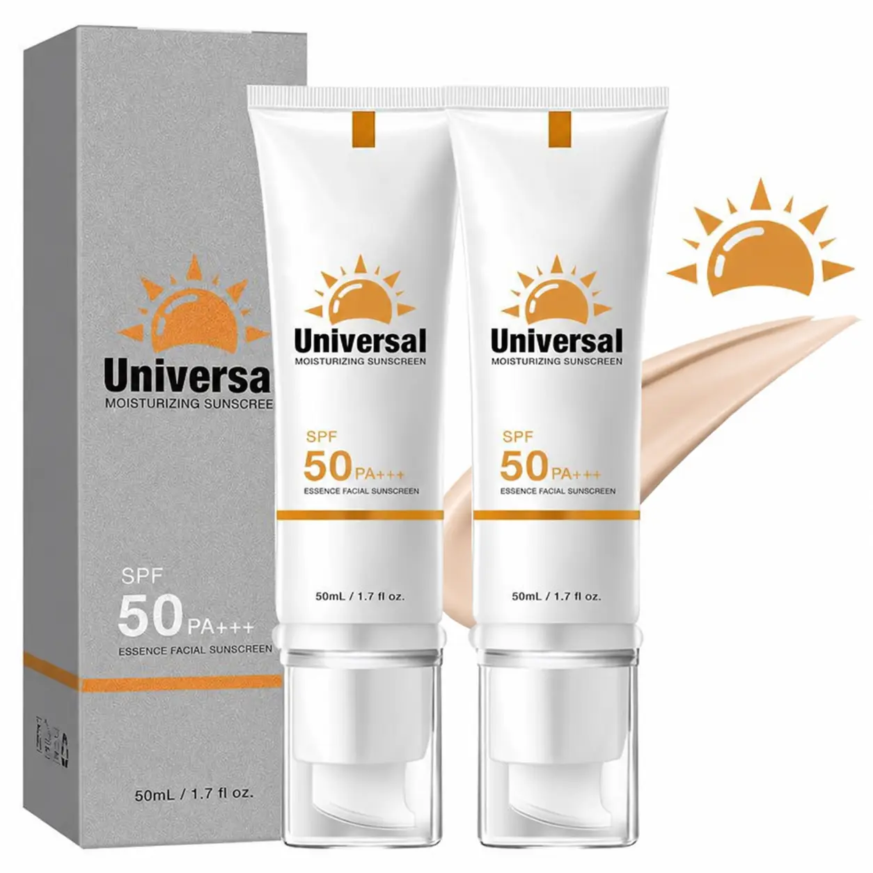 Face Sunscreen Cream SPF 50+ PA+++, Moisturizing Tinted Facial Sunblock, Non-greasy Travel Size for Women Men, Vacation & Outdoor Travel Essentials