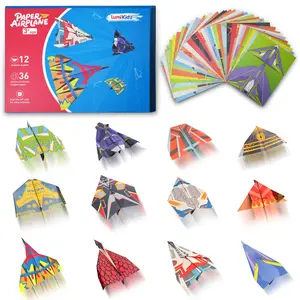 Lumikidz 36 Sheet Origami Paper Airplane Kit for Kids Ages 3-12, Premium Quality Paper, 36 Designs, Step-by-Step Guide, Indoor & Outdoor Fun, Educational Toy, Gifts for Boys & Girls