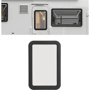 12"W x 21"H RV Entry Entrance Door Window Compatible with Most RV, Motorhome, Camper, Trailer Tempered Glass+Plastic(Nylon) Clear Window+Black