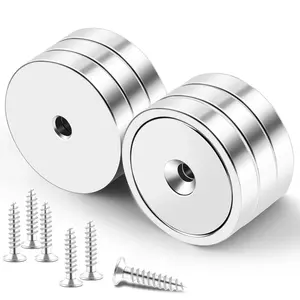 Strong Magnets, 150lb+ Waterproof Strong Neodymium Cup Magnets with Screws for Wall Mounting,Rare Earth Magnet with Holes for Holding Tools Lifting, Hanging(Silver, 6 Pack)