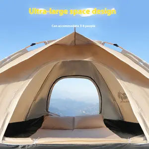 Gold Outdoor Shelter Automatic Pop-Up Tent, Sunshade, Portable Camping Tent for Travel, Beach, Fishing, 2-3/3-4 Person Waterproof Sun & Rain Protection