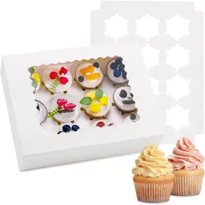 6PCS Cupcake Boxes - Hold 12 Count Cupcake Containers with Window, Food Grade Cupcake Holder for Easy Transport and Presentation, Ideal for Cupcakes, Desserts and More