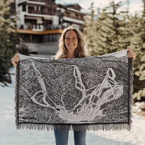 Bear Mountain, California Ski Trail Map Blankets