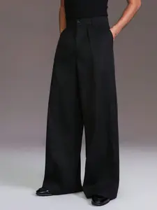 Men's Casual Loose Fit Pants, Comfortable Wide Leg Design, Fashionable Solid Color, Perfect for Spring and Fall, All-Season Fitted Suit Pants, Menswear Trouser