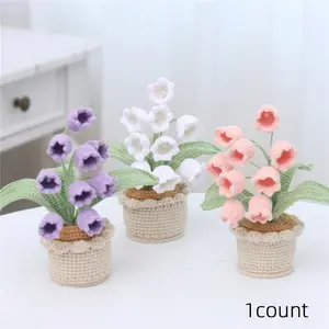 Crochet Potted Plant, 1 Count Handmade Crochet Potted Plant, Simulated Flower Potted Plant, Home Decor for Living Room Bedroom Dining Room, Crochet Gifts, Crochet Items