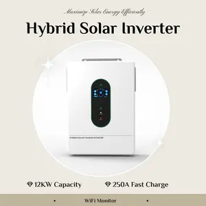 12KW 48V Split Phase Hybrid Solar Inverter, 18000W PV Input & 250A Fast Charge, 120V/240V Off-Grid System, 2 MPPT, WiFi Monitor, 6-Unit Parallel, UL Listed for Home Battery Backup (Li-ion/Lead Acid)