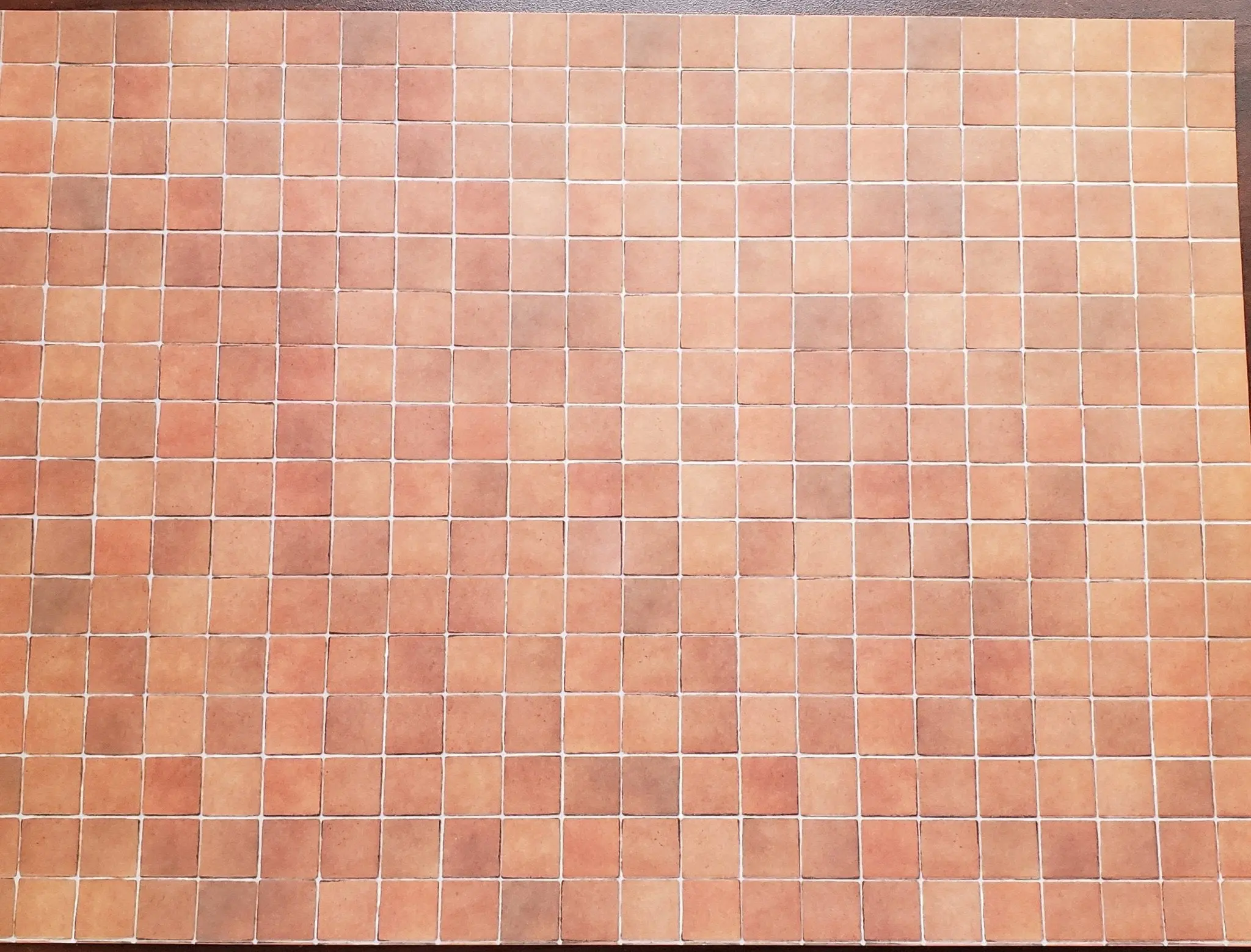 Dollhouse Miniature Terra Cotta Tile Square Embossed Card 1:12 Scale Flooring