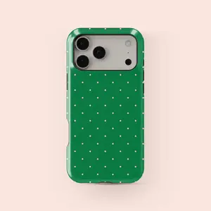[Trending]Green Polka Dot Pattern Mobile Phone Case, Retro Simple Protective Cover For IPhone & Samsung.