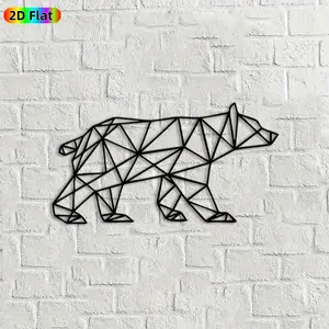1pc Geometric Bear Metal Wall Art, Stylish Bear Statue Mural, Ideal Gift for New Year, Christmas, Animal Decor Enthusiasts, Weather-Resistant Metal Wall Decor Wall Sculptures, Perfect for Outdoor Fence & Indoor Wall, Unique Home Or Garden Accent