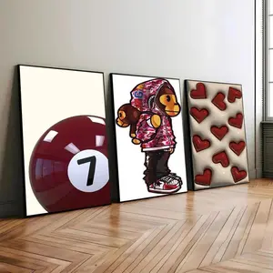 3 Count/set Hypebeast Wall Art Prints Set Of 3 8 Ball Trendy Prints Minimalist Hypebeast Kaws Poster Digital Retro 8 Ball Poster Modern Wall Art Decor Photo unframed wall art decor Unframed Poster