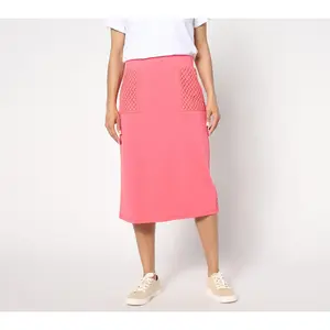 LOGO Life by Lori Goldstein Regular French Terry Skirt w/ Crochet Details