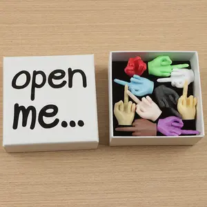 1 Set 3D Printed Mini Middle Fingers with a Box, Featuring a Fun Plastic "F-U" Gesture, Random Color, a Prank Gift.