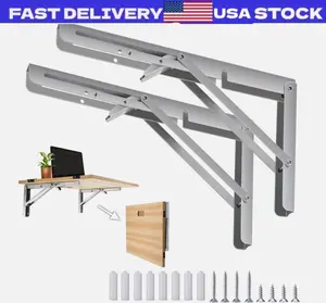 Folding Shelf Brackets - 2 Pcs Heavy Duty Stainless Steel Collapsible - 8-20Inch