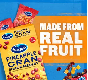 Ocean Spray Pineapple Cran Snack Medley, Cranberry and Pineapple Dried Fruit Snack, 1 Oz Pouches, 5 Count