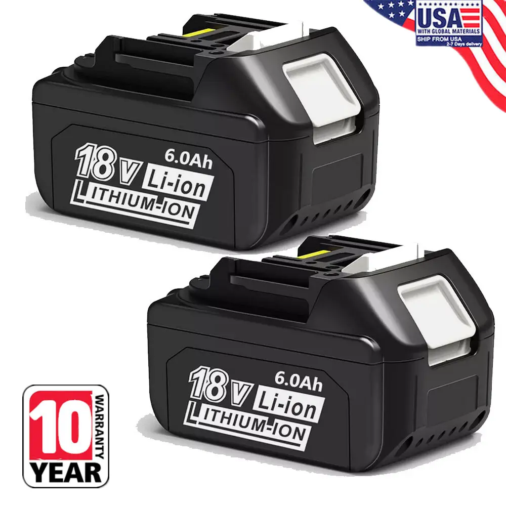 2Pack For Makita 18V 6.0Ah LXT Lithium-Ion Battery BL1830 BL1850 BL1860 Tool Kit