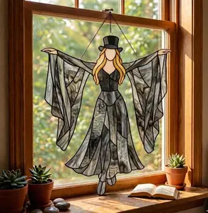 Boho Dancing Lady Suncatcher Acrylic Hanging Ornament, Mystical Gothic Woman Window Spinner, Witchy Boho Sun Catcher Decor, Retro Aesthetic Hanging Window Ornament, Garden Porch Home Decor Gift for Women