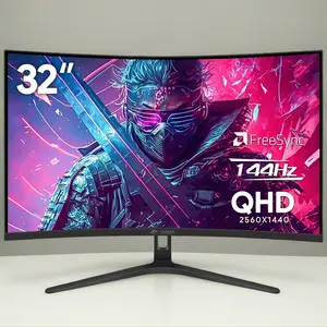 CRUA 32" QHD 165Hz Curved Gaming Monitor, VA Screen ，1800R, FreeSync, 99 sRGB, Low Blue Light, HDMI/DisplayPort, Wall Mountable - Black