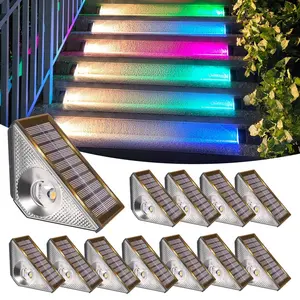 JNOEC Solar Stair Lights 12/6/2 Pack 80 Lumens Waterproof IP65 LED Outdoor Step Lights for Garden Stair Deck Front Porch and Patio with 8H Illumination and Easy Installation