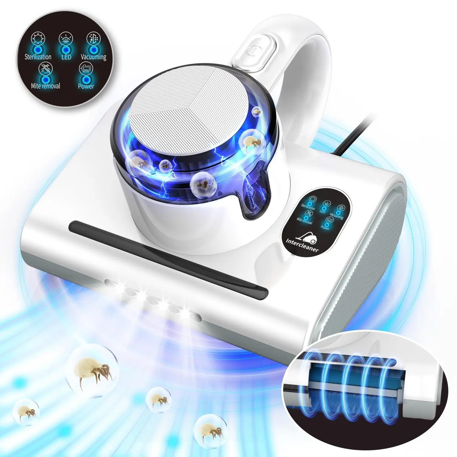 【Clearance Sale】Mattress Vacuum Cleaner,13Kpa Powerful Suction Bed Vaccum Cleaner with UV-C Light,LED Headlights and High Heating Tech,1.2kg Light Weight Handheld vaccum for spot Cleaning,Sofa,Couch Fabric Cleaner, merry christmas