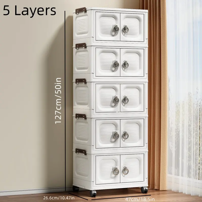 5-Tier(Wheels + Magnetic Door) Foldable Model