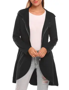 ZEAGOO Women's Long Zip Up Hoodie Lightweight Oversized Tunic Sweatshirt Open Front Cardigan Jacket with Pockets