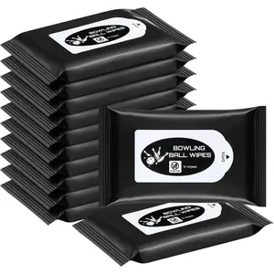 12 Pack Bowling Ball Cleaning Wipes, 5 Per Pack Total 60 Counts, Bowling Ball Cleaner Kit for Cleaning Bowling Ball Accessories