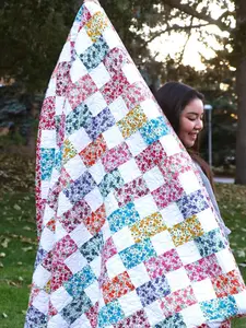 Brick Flowers Quilt Kit Fabric Pattern and Binding and backing Included ALL PRE CUT