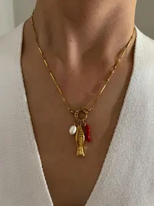 Chili Fish Design Pendant Necklace, Fashion Jewelry for Party, Daily Clothing Decor, Trendy All-match & Exquisite Jewelry for Birthday Gift