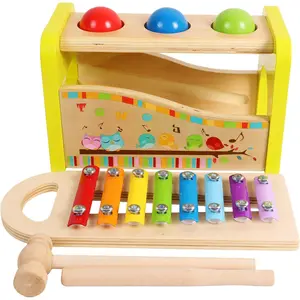 TOWO Wooden Hammer Ball and Xylophone Set - Mallet and Pegs Pound a Ball Tap Bench- Toys for Babies 1 Year Old Baby Boy Girl Toddler Gift - Small Motor Skill Sensory Musical Activity Toys for Kids