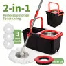 Microfiber Floor Mop Set with Bucket System - 360° Rotating Head, 3 Washable Microfiber Pads, 48-61in Adjustable Long Handle, Deep Cleaning House Supplies for Home Goods Floor Care