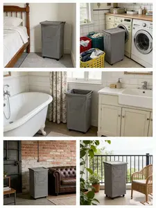 Elegant Wheeled Laundry Basket Organizer with Lid, Mobile Non-Space Occupying, Home Clothing Classification Storage Bin