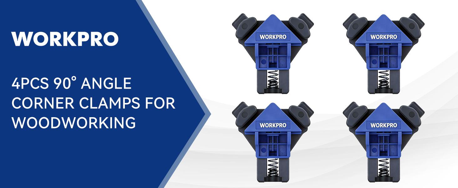 #backtoschool WORKPRO 90 Degree Corner Clamps for Woodworking, Set of 4 Adjustable Spring Loaded Clamps One Hand Woodworking Tools for Framing, Cabinets and Projects