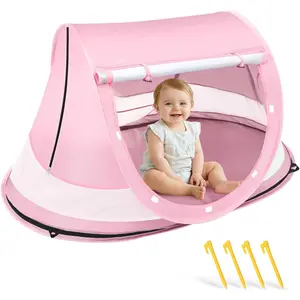 Pop Up Baby Beach Tent, UPF 50+ UV Protection Sun Shade Shelter for Infants with Carry Bag, Portable Sun Shelter for Outdoor Travel Camping (Pink)