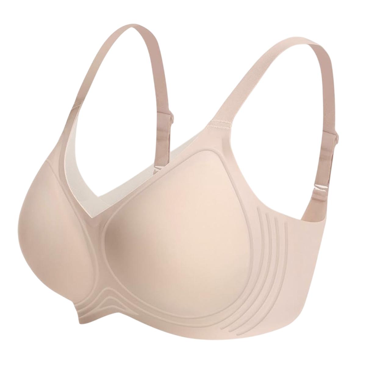 KatchMe Women's Elegant Solid Color Wide Strap Seamless Push-Up Wirefree Bra, Non-Wired 3/4Coverage Breathable Underwear, Smoothing Bralette