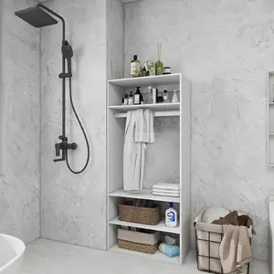 Modular Wooden Closet System 4 Shelves Closet Organizer and Storage Modern Shelving for Walk in Closet Bedroom Built-in Clothes Storage White