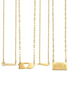 1Pc Heart Puerto Rico PR Knife Libre Boricua Necklaces Heart Cuban Necklace For Women Girls Stainless Steel Traditional Ethnic Jewelry