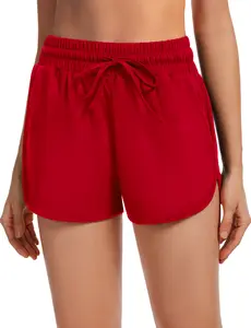 Women’s Athletic Shorts — 2.5″ High-Waisted Running/Workout Black Sporty Spandex “Dolphin” Shorts with Pockets for Gym & Yoga